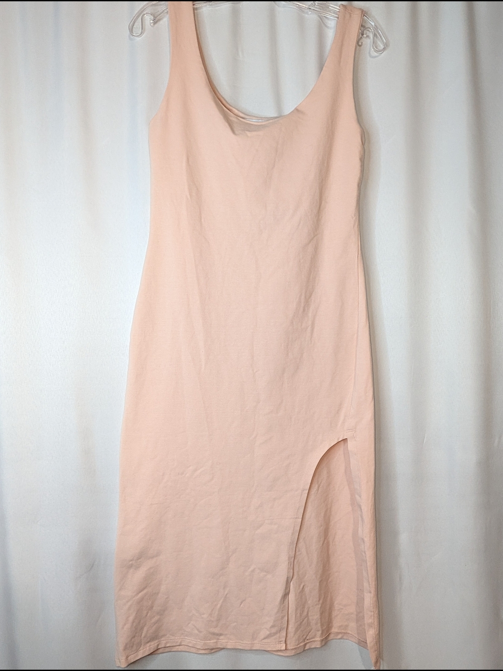 Sleeveless Peach Midi Dress with Side Slit